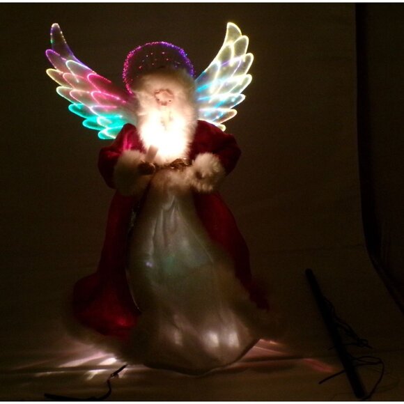 Bradford Fiber Optic Angel 14" Tree Top Tablepiece Continuous Changing Colors - Picture 7 of 11